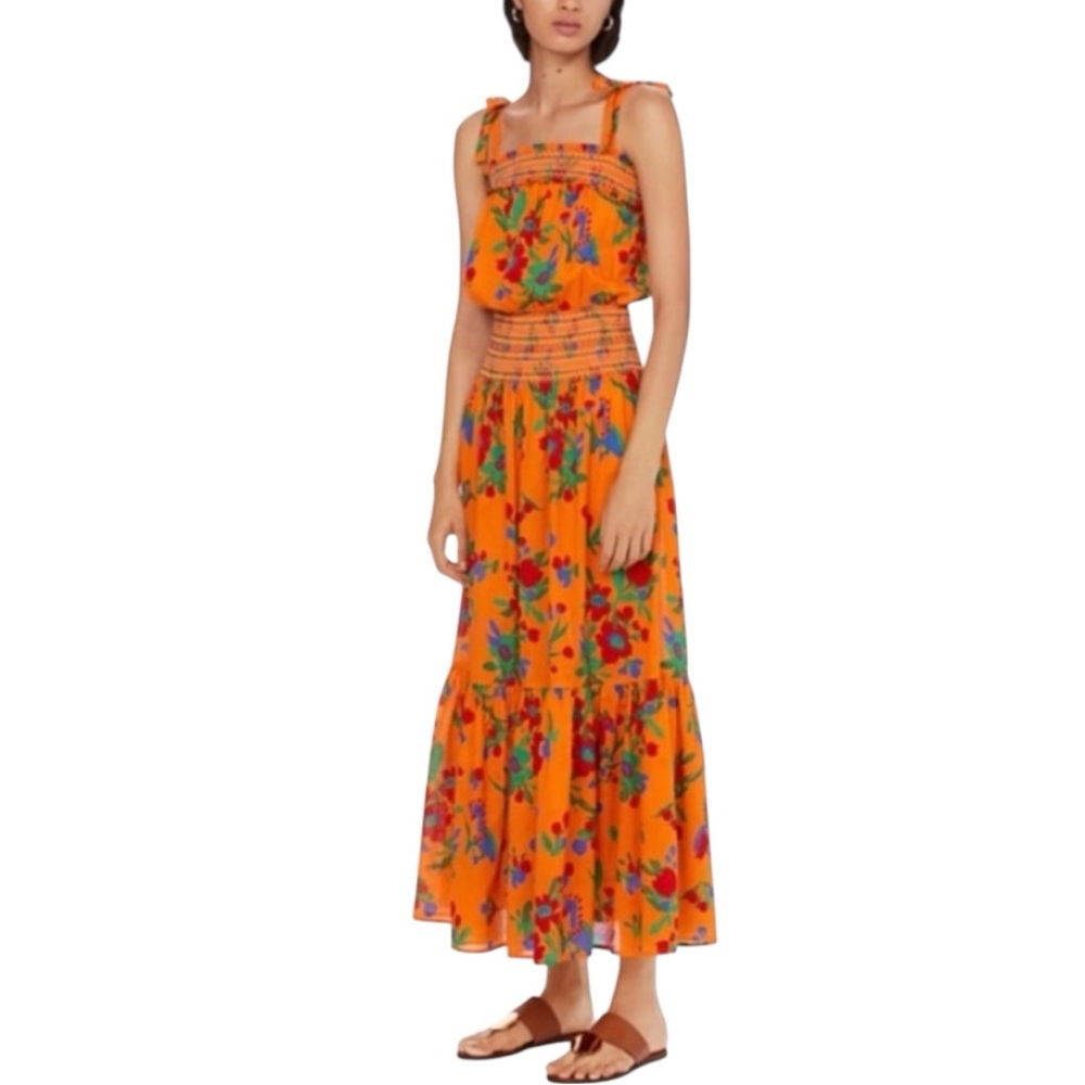 Tory Burch Orange Floral Maxi Dress